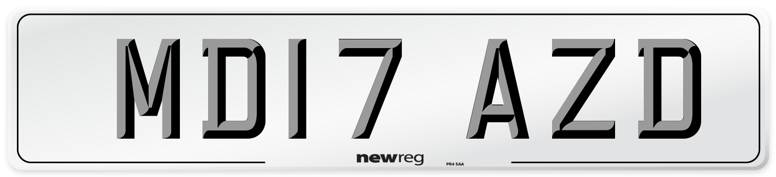 MD17 AZD Number Plate from New Reg